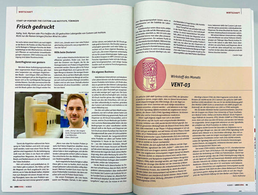 German life science magazine Laborjournal features the Custom-Lab Institute!