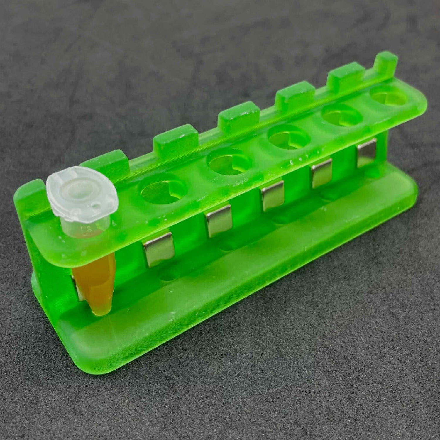 Magnetic Separation Rack for Six 1.5 ml Tubes in green