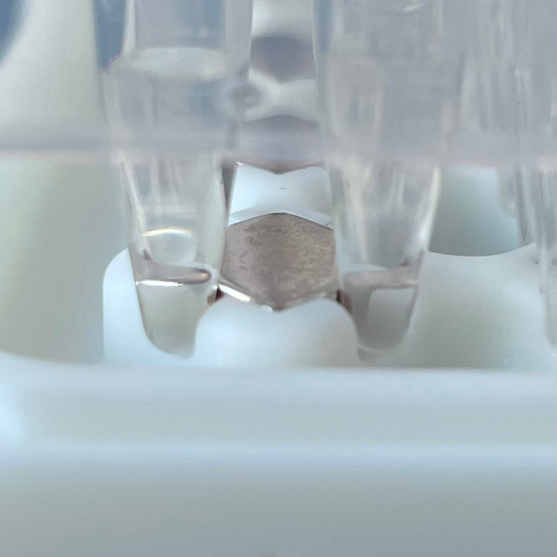 Magnetic separation rack detailed view with a PCR plate