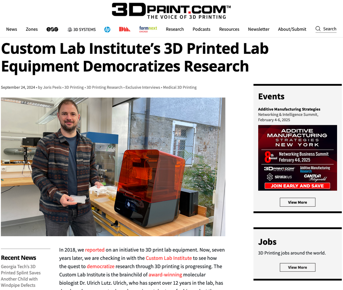 The Custom-Lab Institute is featured on 3Dprint.com!